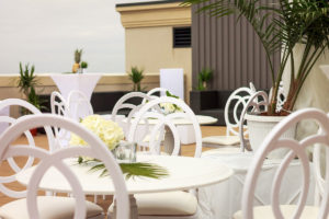 A View of Dolce Rooftop decorated for a wedding ceremony